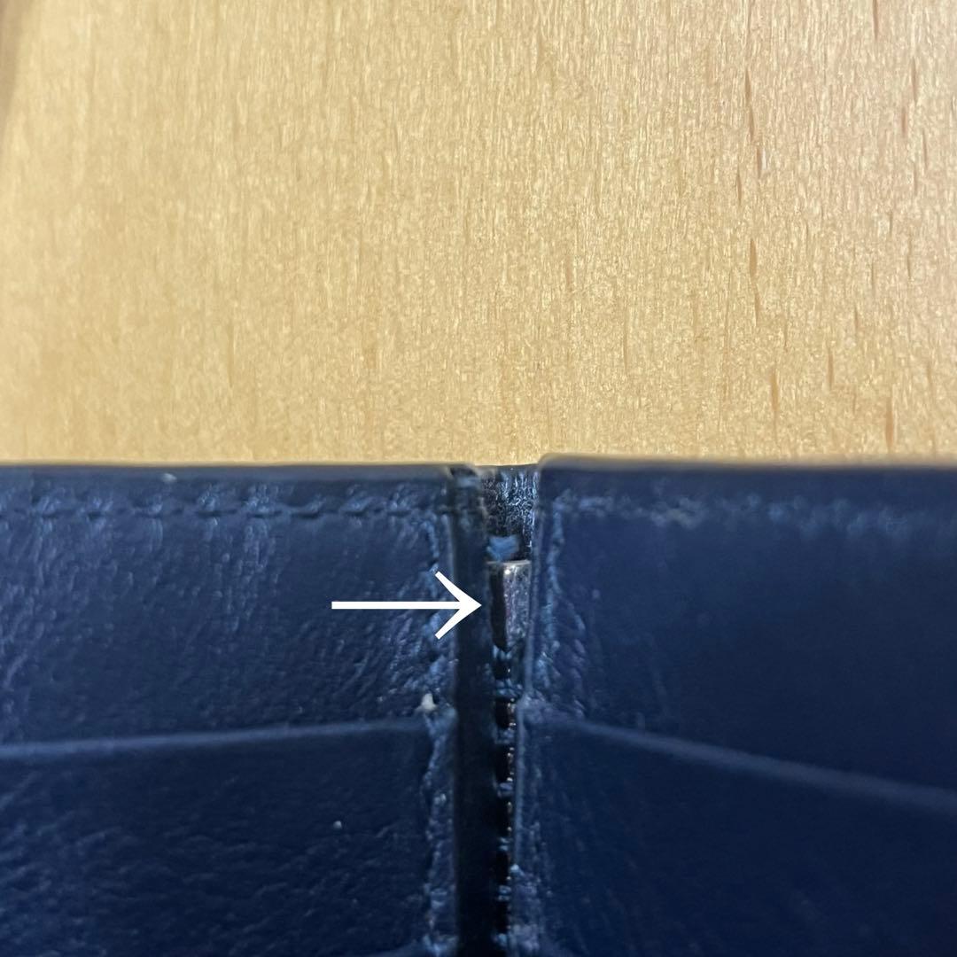 レザー マネークリップ　ネイビー　GG マイクロシマ　GUCCI