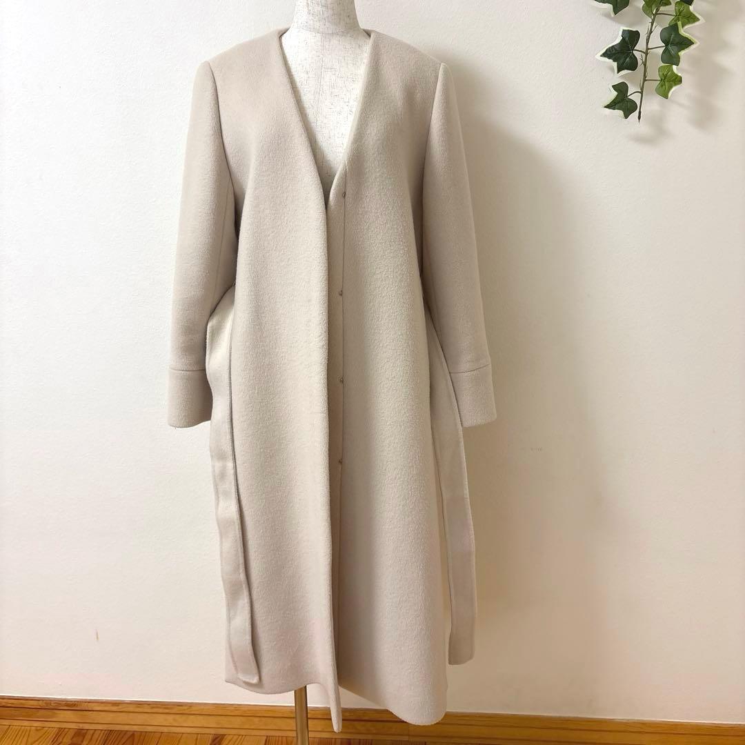 【最終価格】FRAY I.D MANTECOノーカラーコート ロング　アイボリー