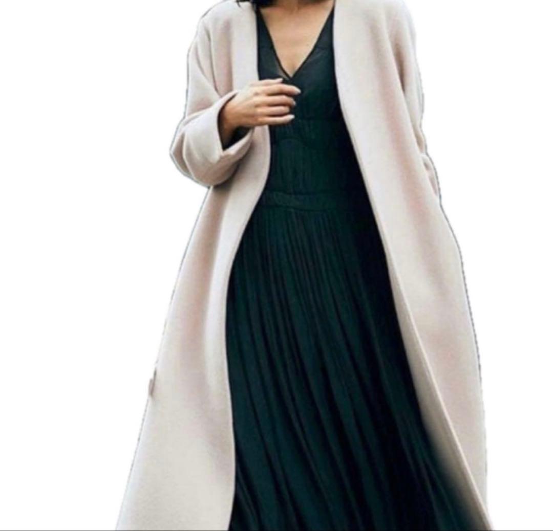 【最終価格】FRAY I.D MANTECOノーカラーコート ロング　アイボリー