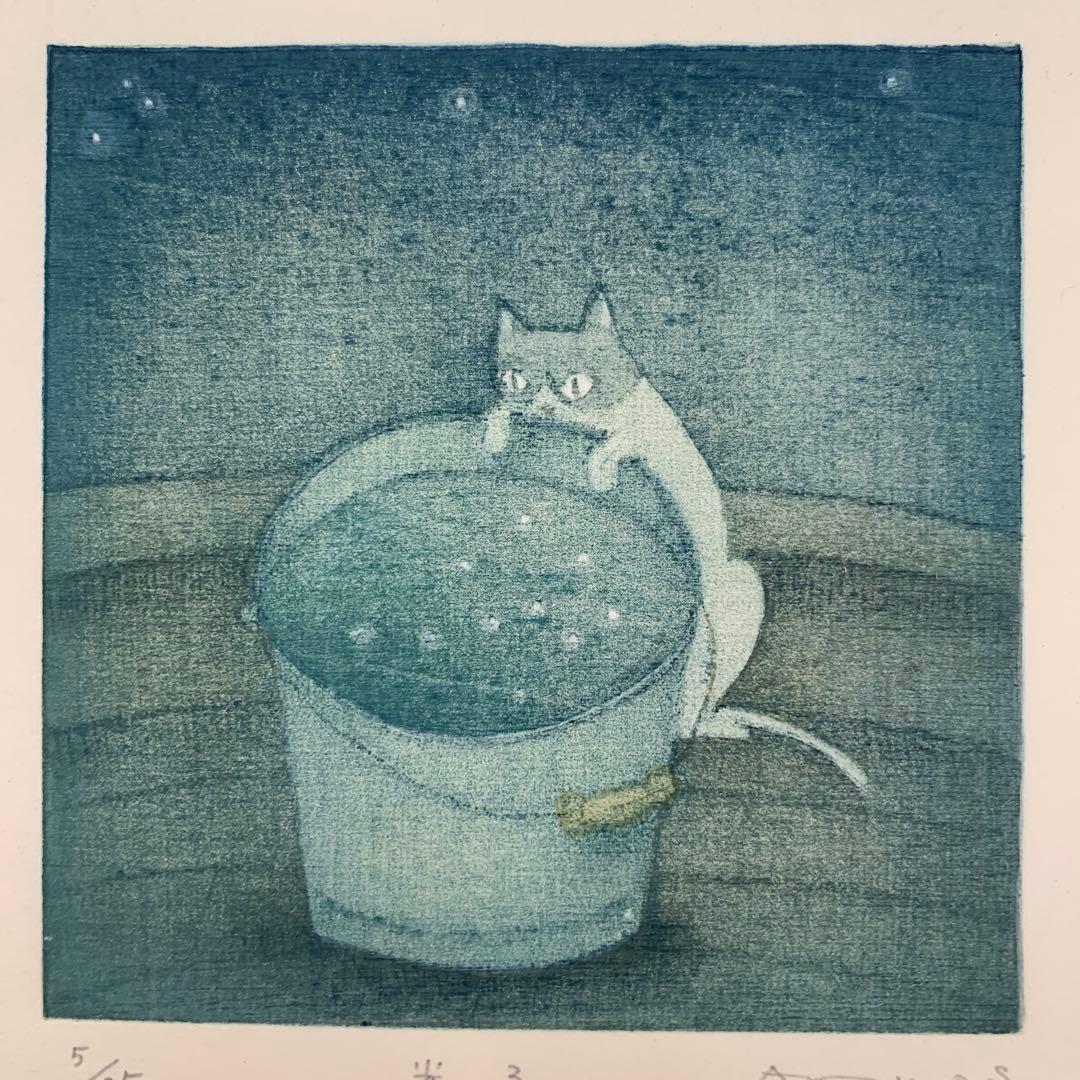 鈴木敦子「光る」限定25 木版画 額付き