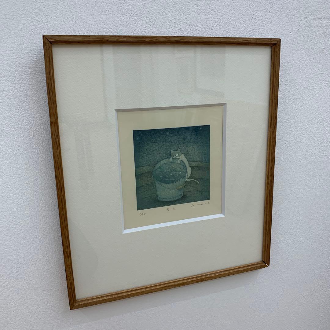 鈴木敦子「光る」限定25 木版画 額付き