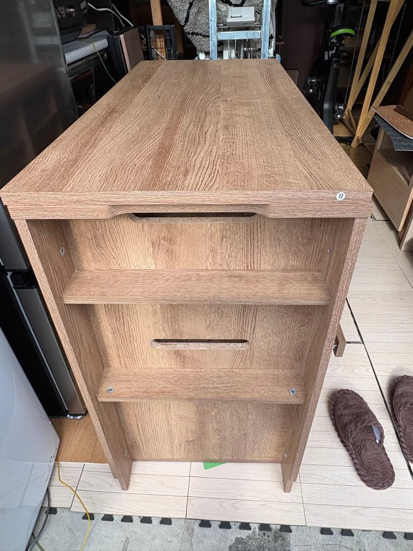 伸縮式キッチンカウンター 食器棚 LOWYA 組み立て済にて配送