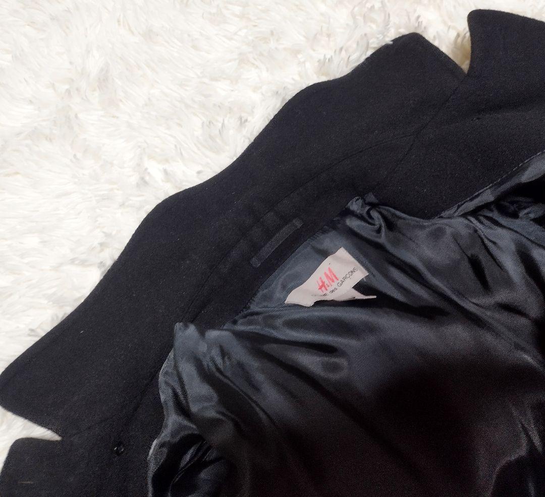  ×コムデギャルソン　ウールＰコート　黒　EUR50