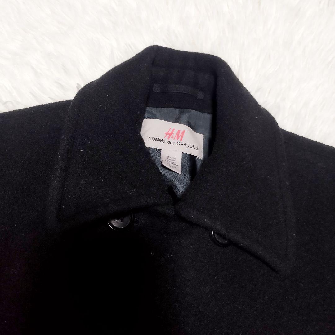  ×コムデギャルソン　ウールＰコート　黒　EUR50