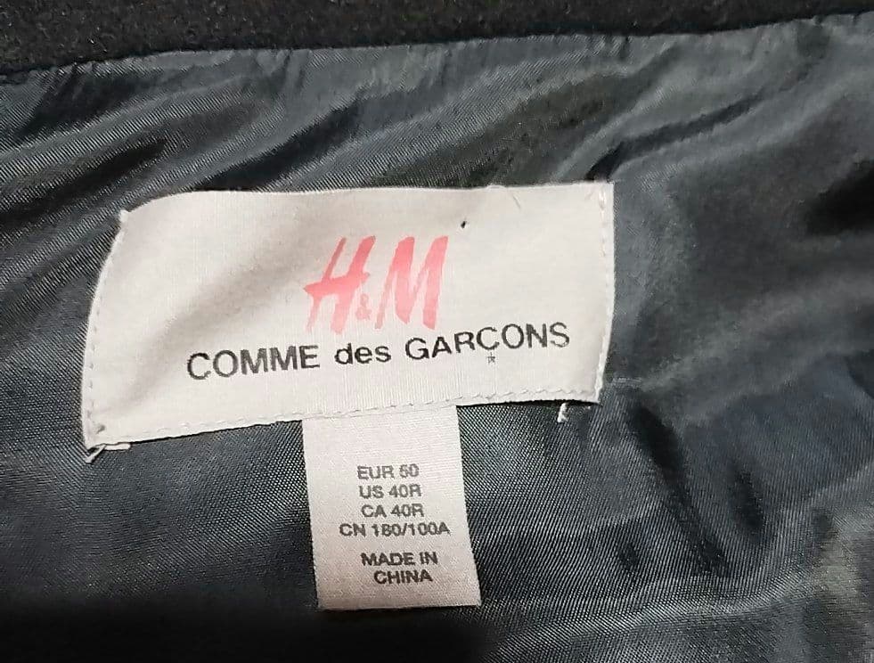  ×コムデギャルソン　ウールＰコート　黒　EUR50