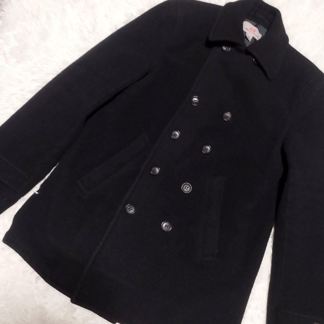  ×コムデギャルソン　ウールＰコート　黒　EUR50