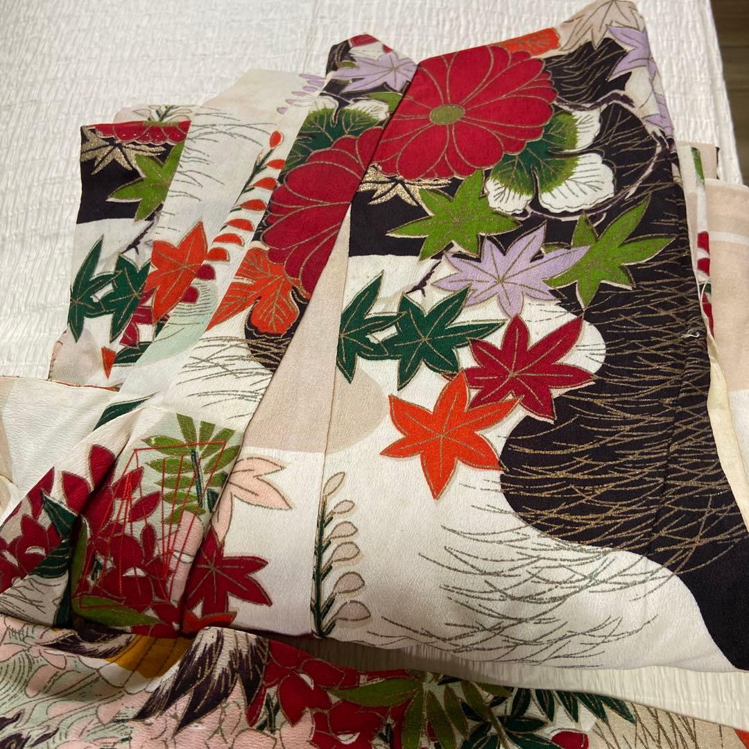 祝い着女子供 産着熨斗目着物 3歳祝い着兼用 お宮参り用 花柄着物K113