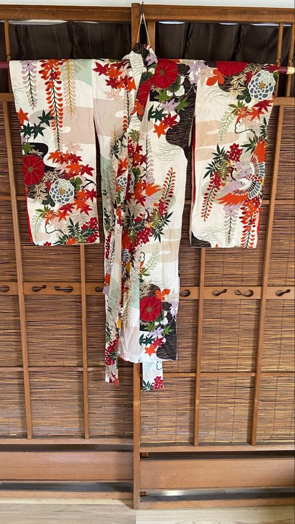 祝い着女子供 産着熨斗目着物 3歳祝い着兼用 お宮参り用 花柄着物K113