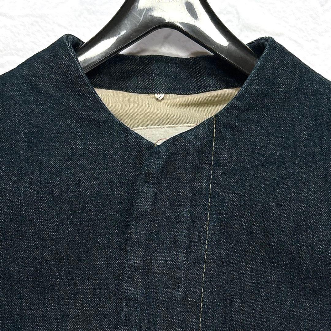 ✨極美品✨パラスパレス　デニム　ジャケット　ノーカラー　ジップアップ　ステッチ