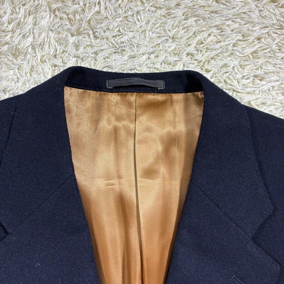 【高級・金ボタン】グレンオーバー　紺ブレ　チェック　ウール テーラードジャケット