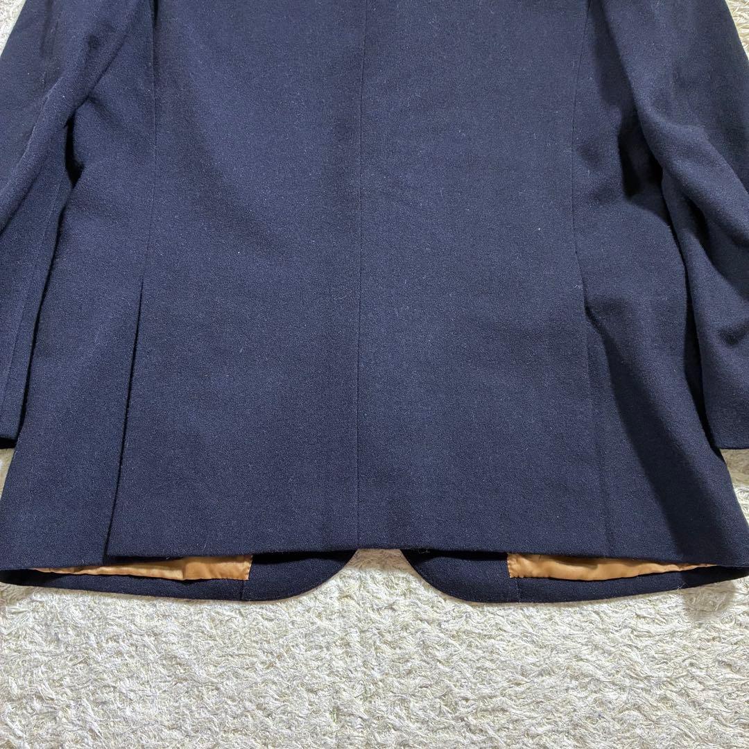 【高級・金ボタン】グレンオーバー　紺ブレ　チェック　ウール テーラードジャケット