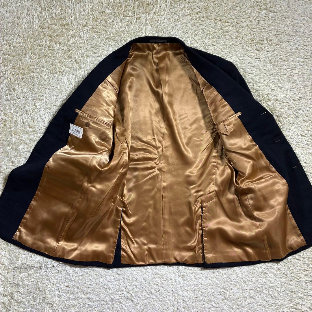 【高級・金ボタン】グレンオーバー　紺ブレ　チェック　ウール テーラードジャケット