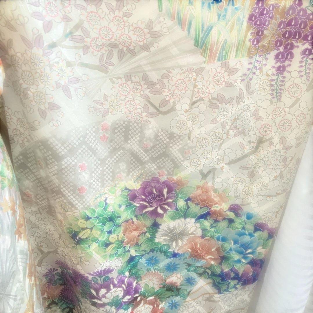 豪華振袖フルセットお探しの方に　白地　ホワイト　花柄　金彩　成人式