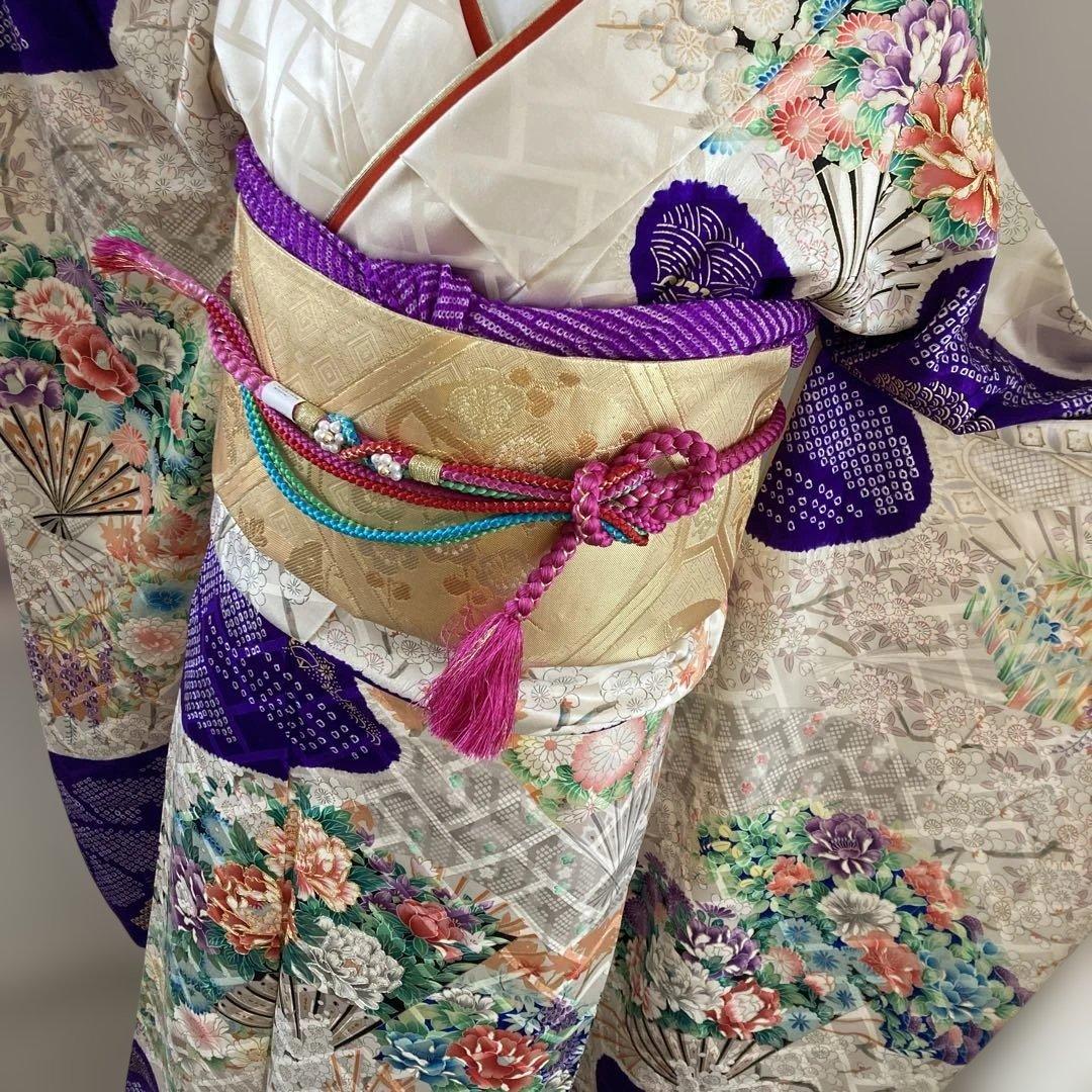 豪華振袖フルセットお探しの方に　白地　ホワイト　花柄　金彩　成人式
