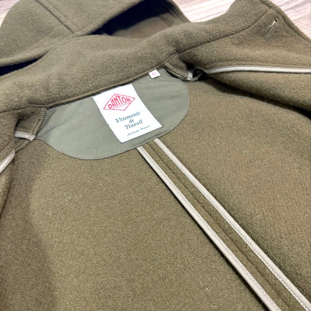 DANTON ダントン フードジャケット 42 ウールモッサ コート オリーブ