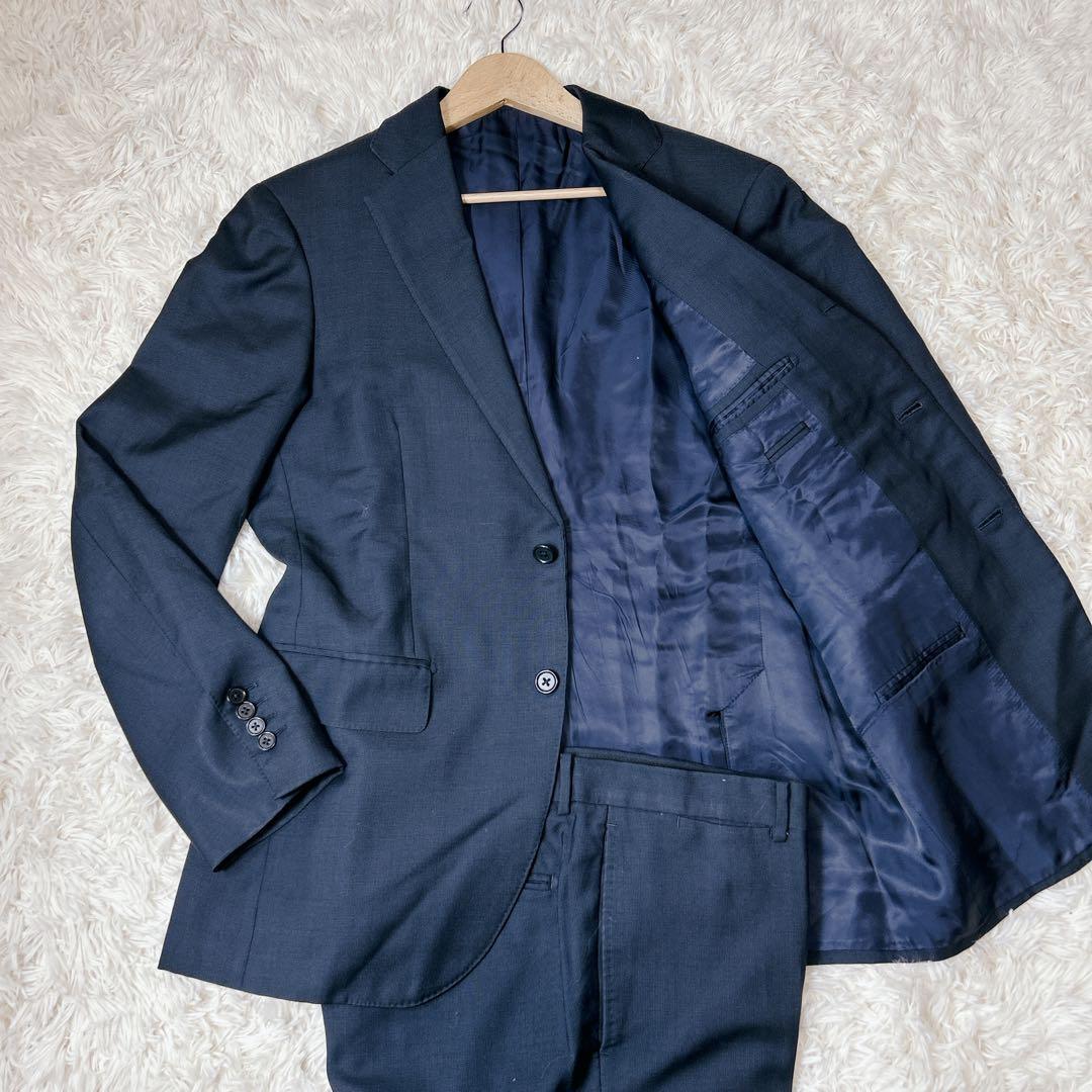 極美品✨BEAMS F セットアップ　3ボタン　無地　ネイビー　サイズ95S