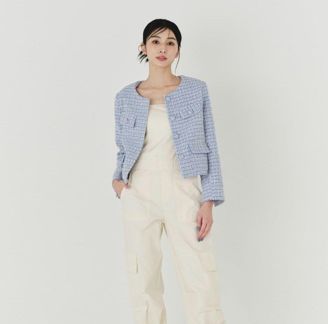 BLUE×PALANG TWEED BOLD JACKET ペールブルー