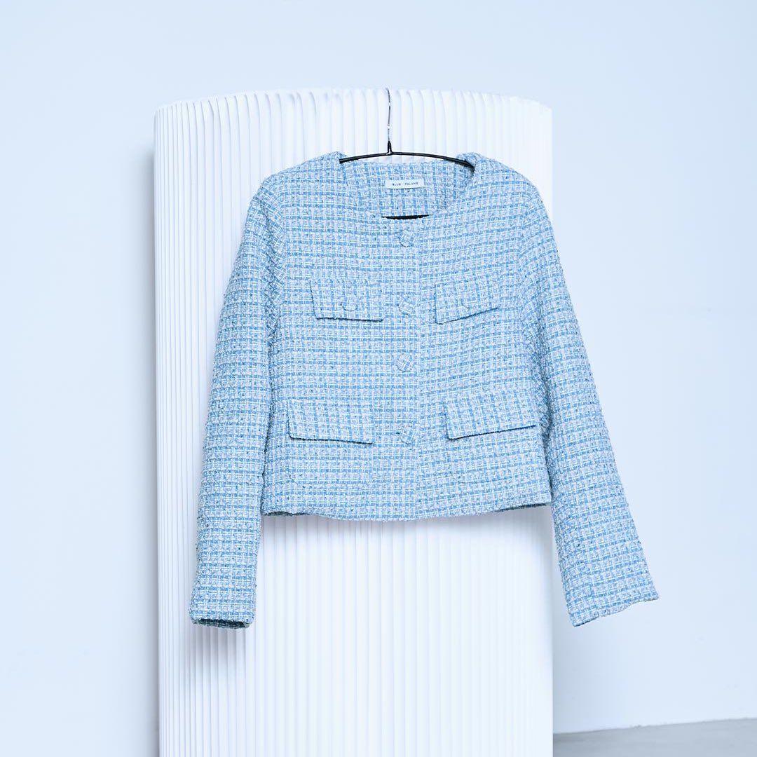 BLUE×PALANG TWEED BOLD JACKET ペールブルー