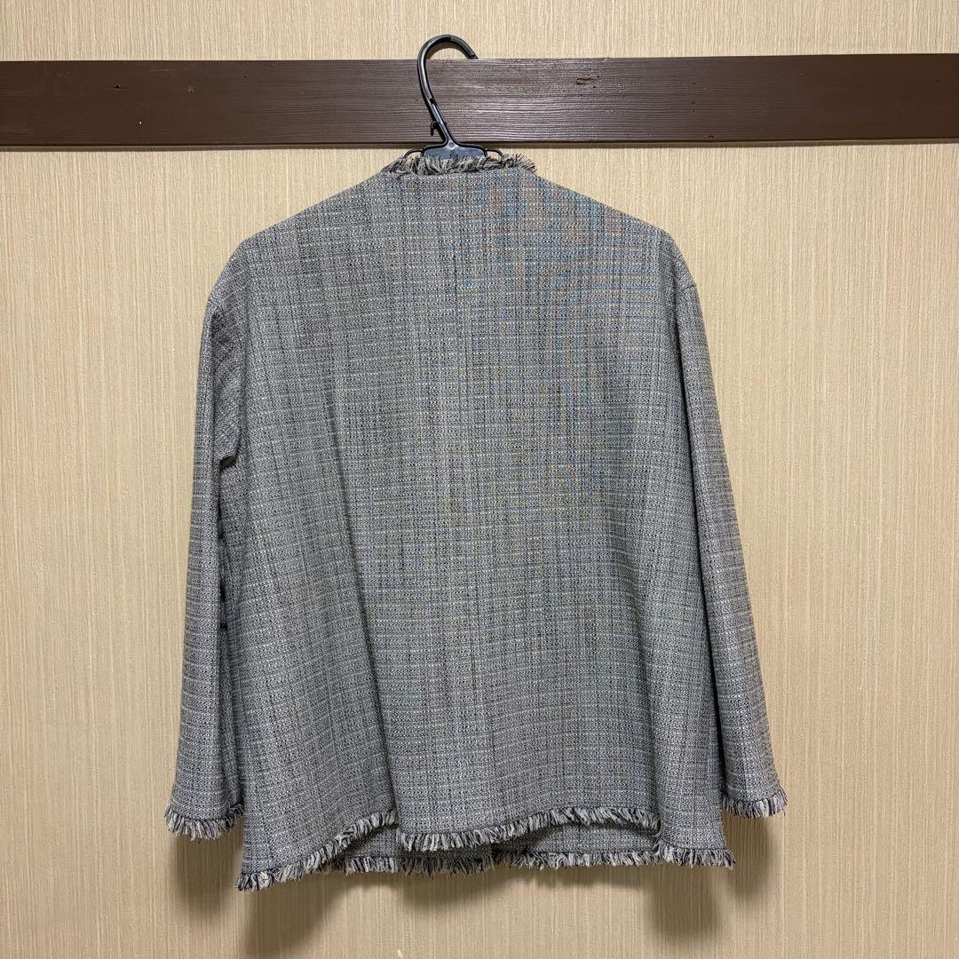 PLST ノーカラー　ツイードジャケット　フォーマル　セレモニー　入園式　卒園式