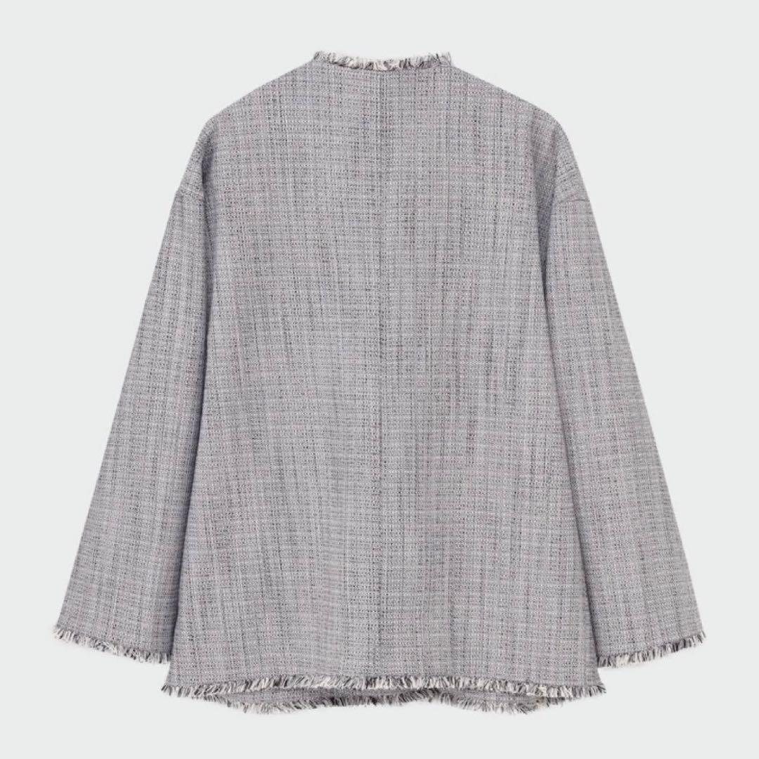 PLST ノーカラー　ツイードジャケット　フォーマル　セレモニー　入園式　卒園式