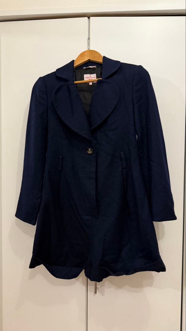 ヴィヴィアンvivienneラブ襟ネイビー サイズ2 ジャンプスーツコート