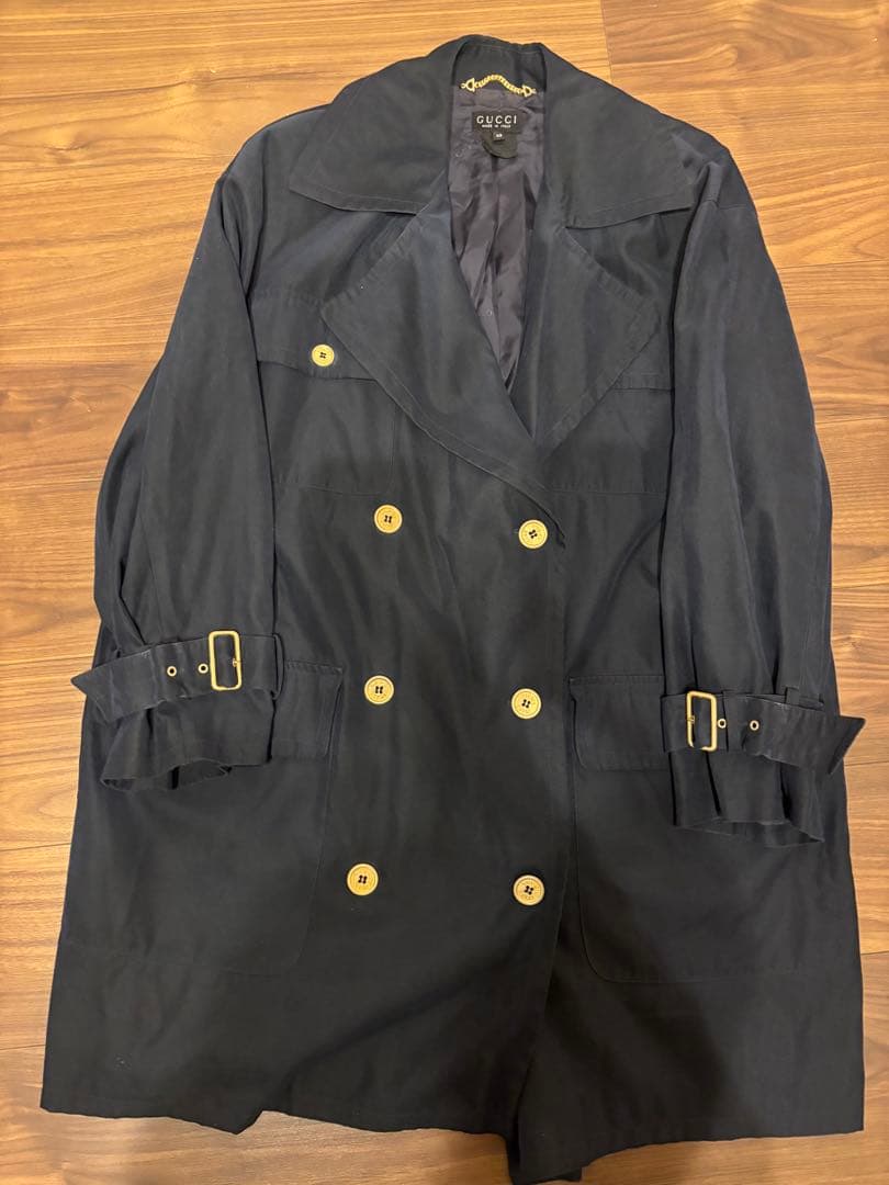 GUCCI ブラック トレンチコート 42