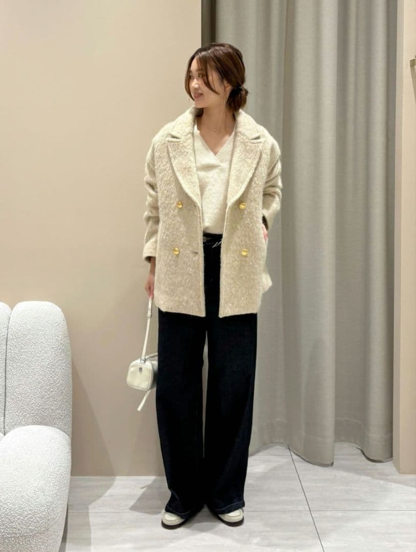 EMMA ROUGE VIF ラメシャギースライバーピーコート ベージュ