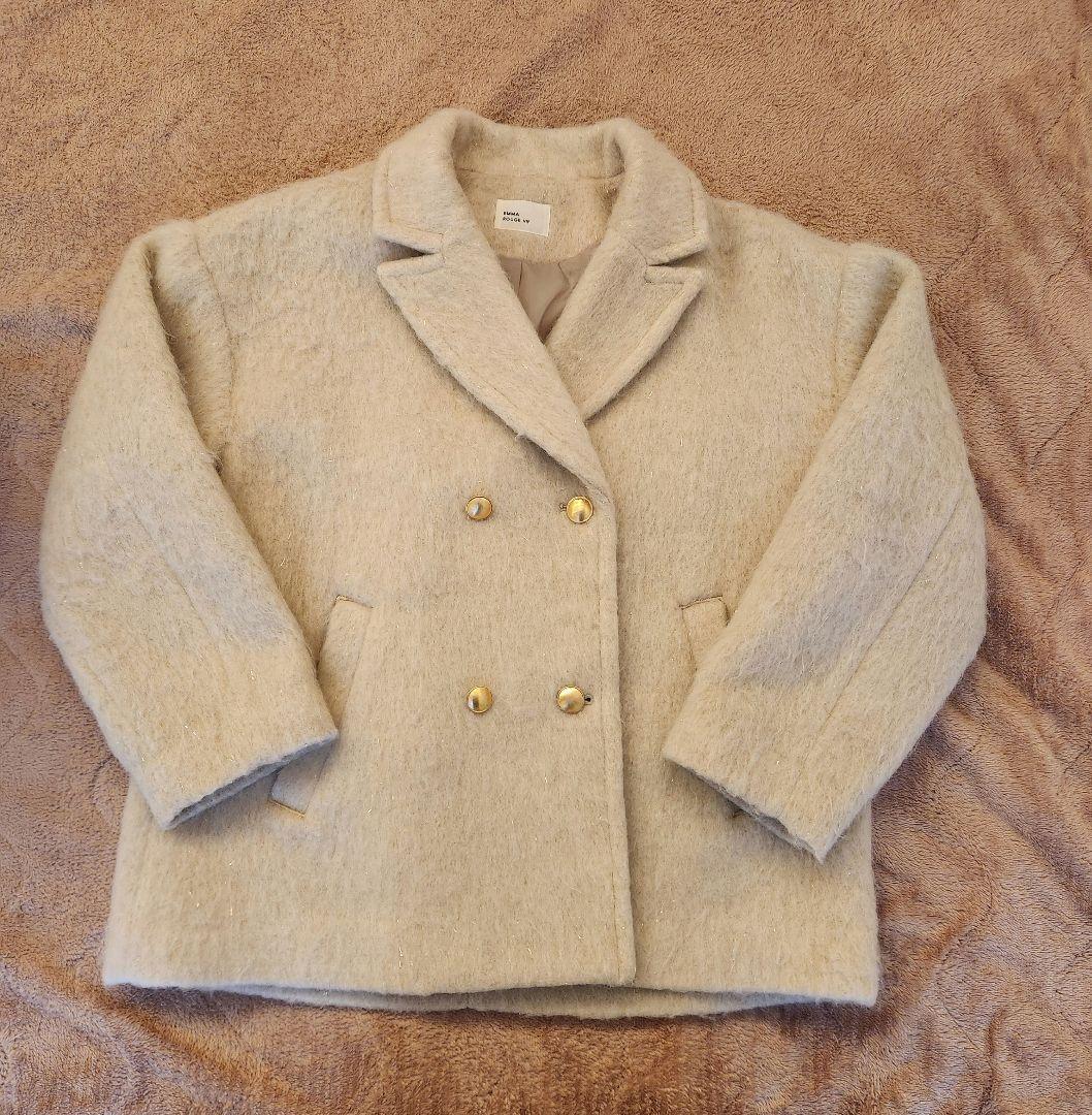 EMMA ROUGE VIF ラメシャギースライバーピーコート ベージュ