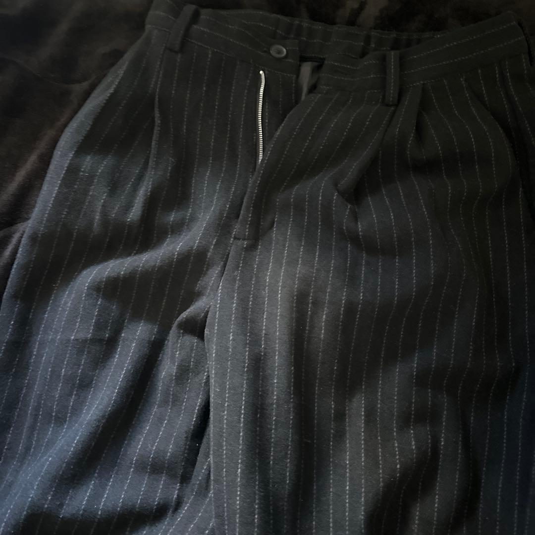 Sinss フランネル２タックワイドストライプスラックス