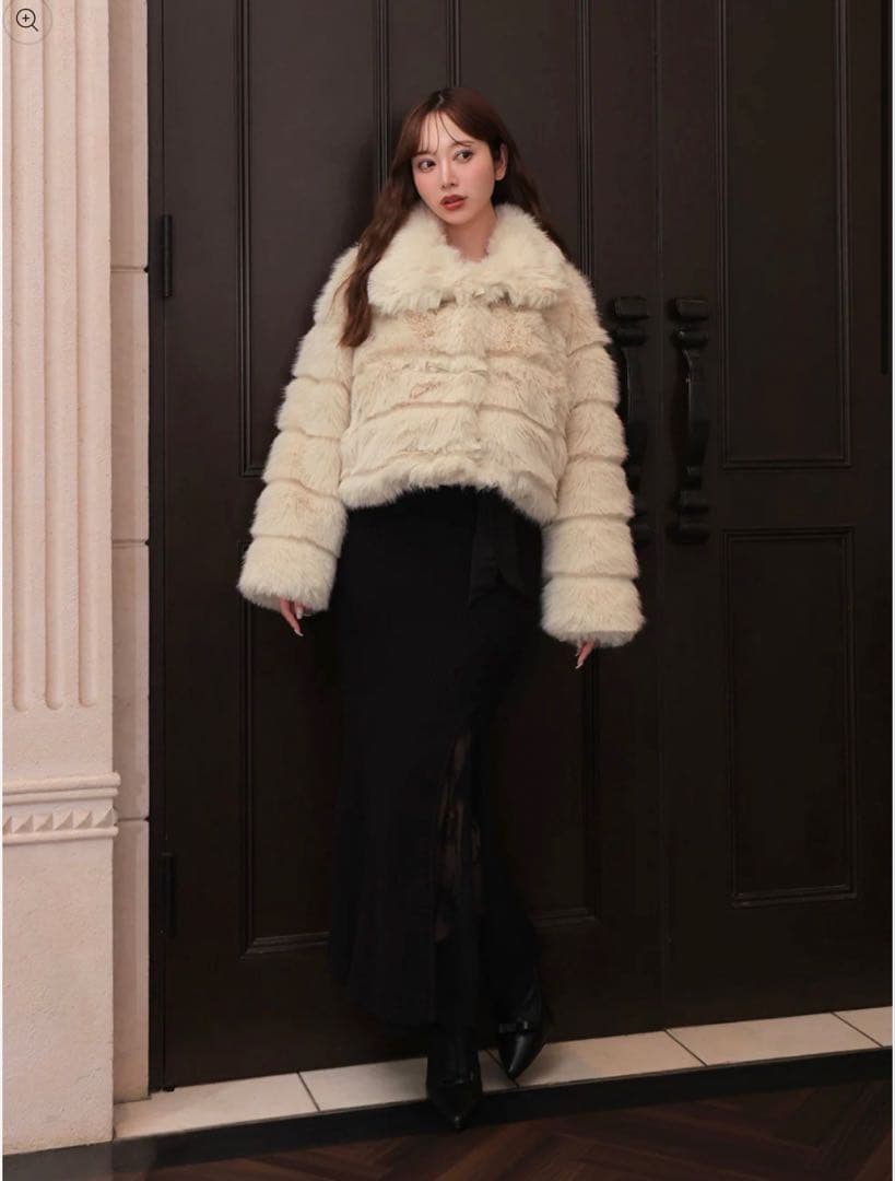 【新品】Mmeeme 2way luxe faux fur coa BEG