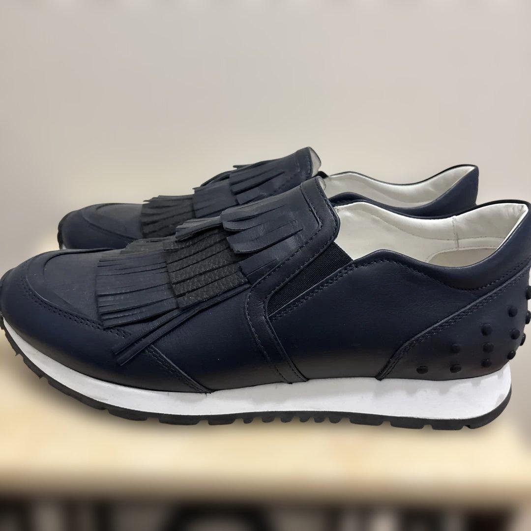 美品TOD'S☆ネイビー フリンジ付きスニーカー