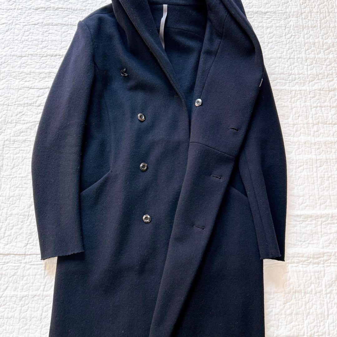 KAZUYUKI KUMAGAI カシミヤ混 ストレッチ メルトンコート 黒