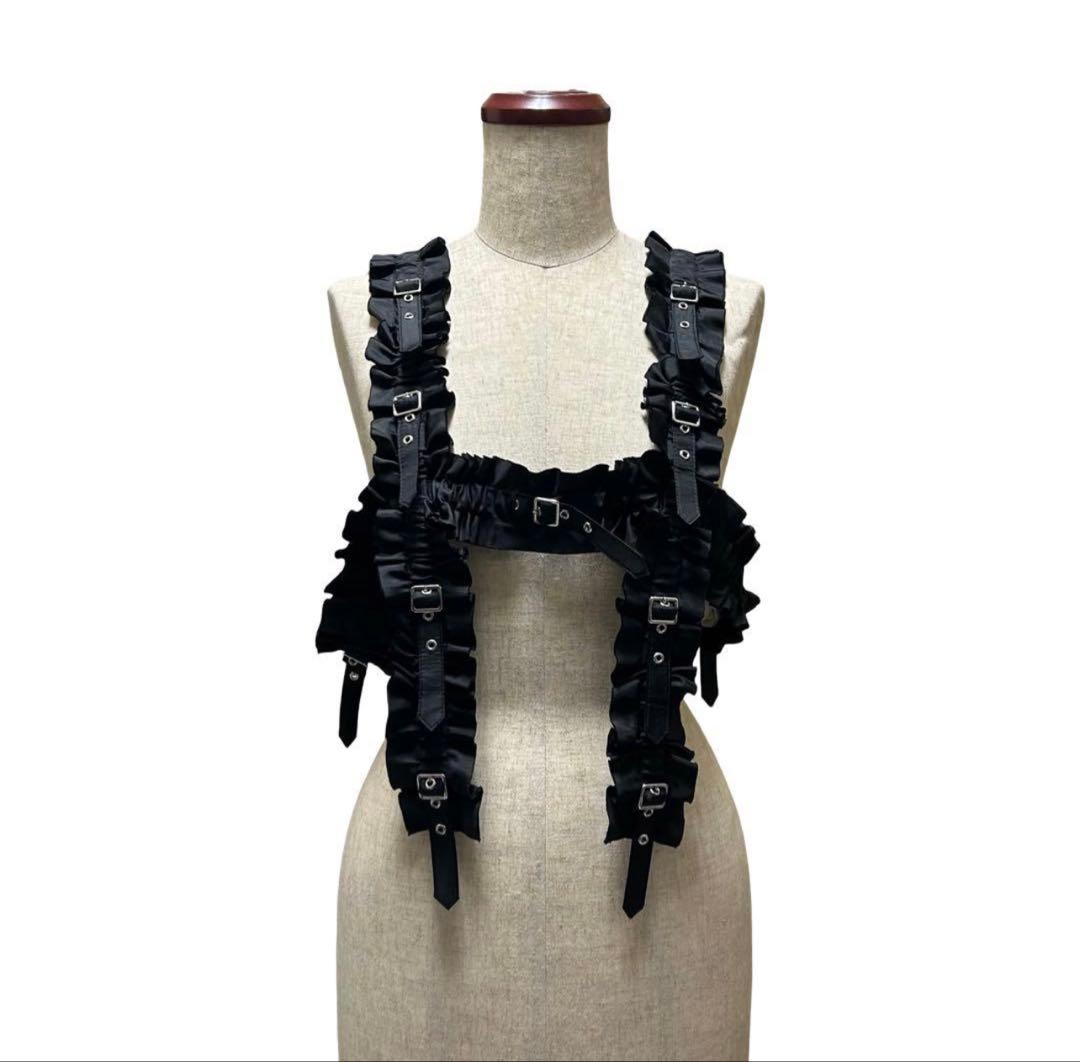 ふふふふ　AD2023 フリルベルトハーネス リボン 黒