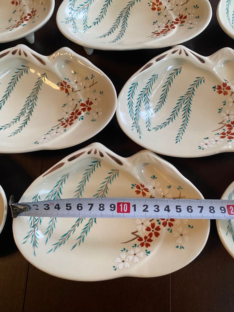 京焼向付仁清重ね蛤 柳と桜10客　新品未使