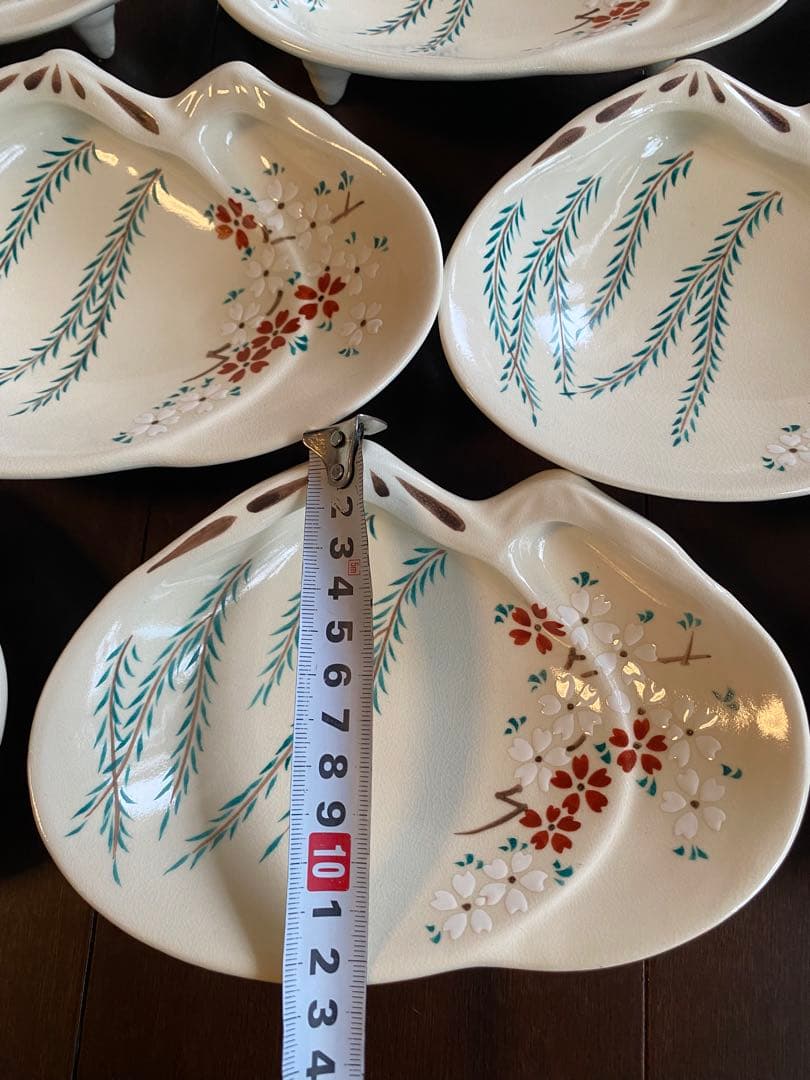 京焼向付仁清重ね蛤 柳と桜10客　新品未使