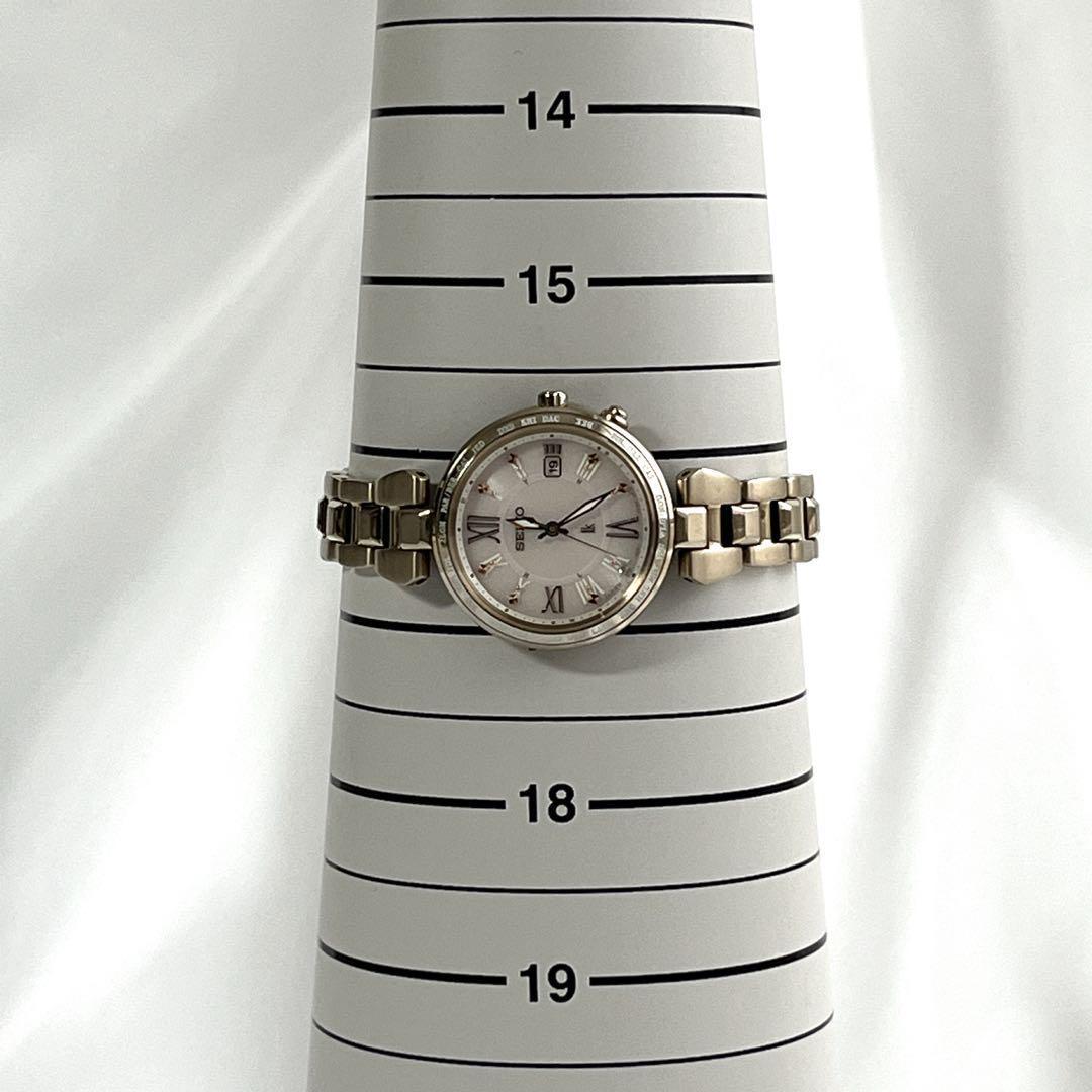 稼動品　セイコー　ルキア　腕時計　ソーラー　シェル文字盤　ゴールド　レディース