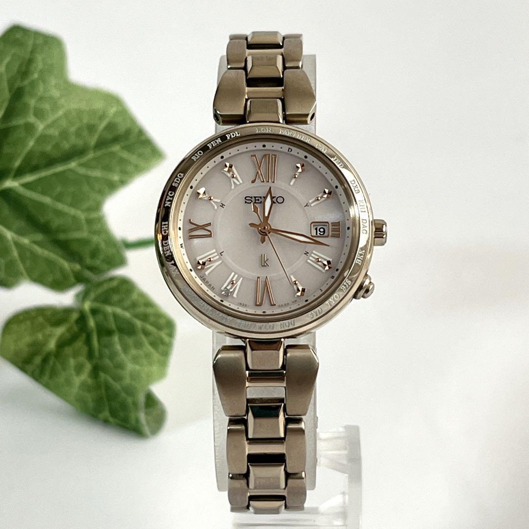 稼動品　セイコー　ルキア　腕時計　ソーラー　シェル文字盤　ゴールド　レディース