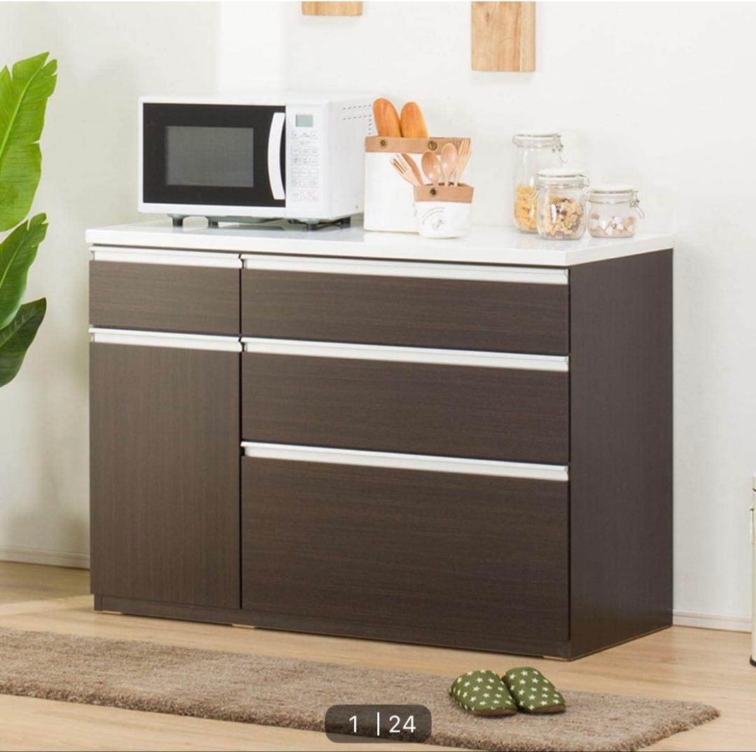 ニトリ　キッチンカウンター　キュリー2 120㎝　ダークブラウン