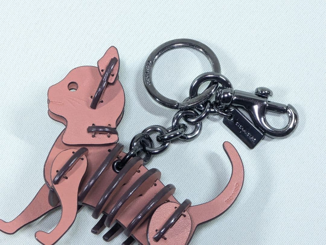 COACH レザーキャット 猫 バッグチャーム キーホルダー リングホルダー