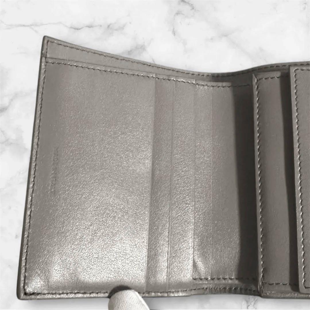 CELINEセリーヌ グレー レザー トリフォールドウォレット 三つ折り財布