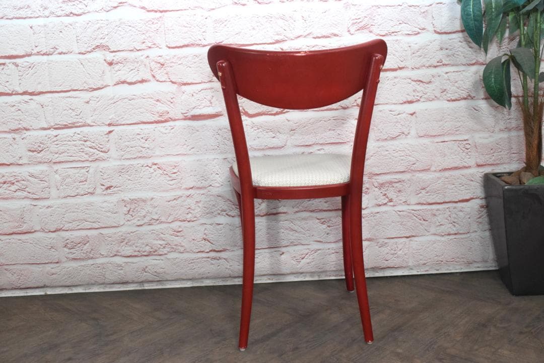 2脚　TON/トン バナナチェア ファブリック付き ダイニングチェア　レッド　B