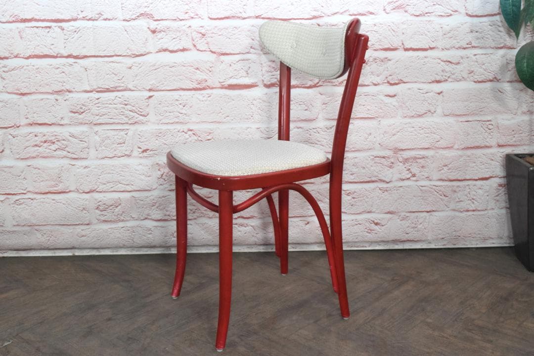 2脚　TON/トン バナナチェア ファブリック付き ダイニングチェア　レッド　B