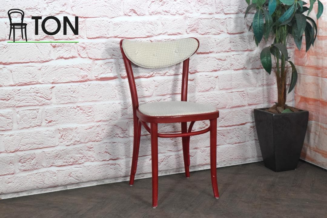 2脚　TON/トン バナナチェア ファブリック付き ダイニングチェア　レッド　B