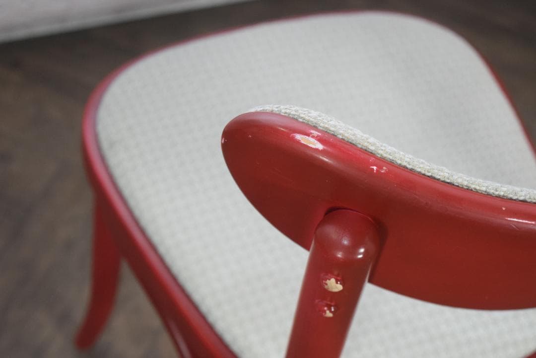 2脚　TON/トン バナナチェア ファブリック付き ダイニングチェア　レッド　B