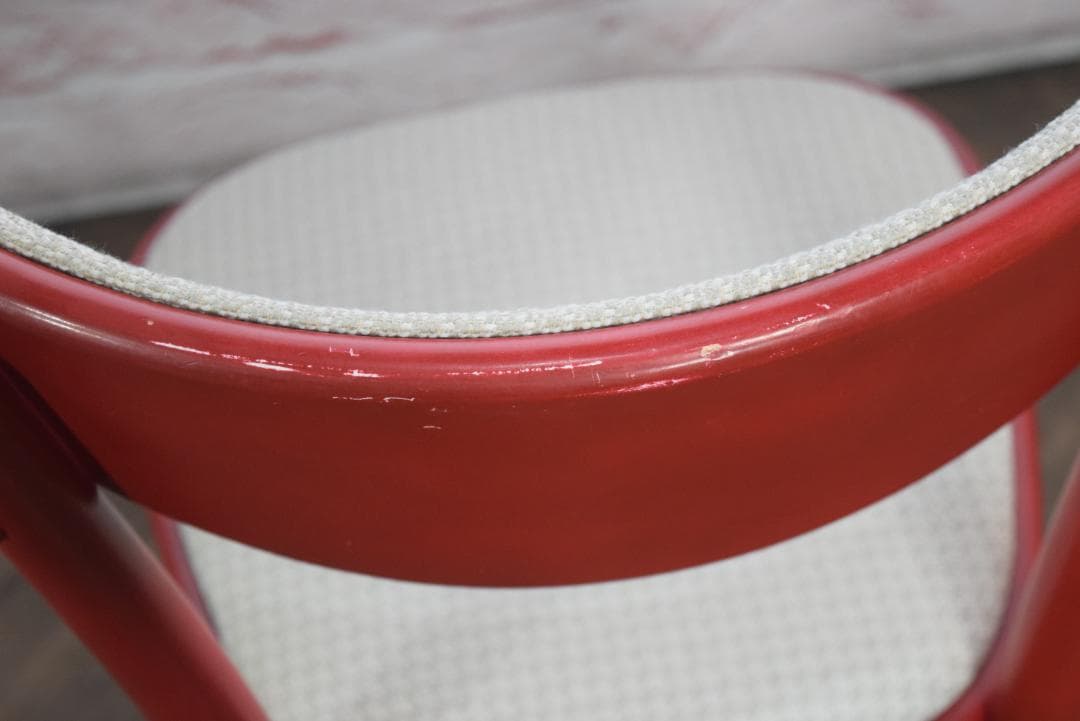 2脚　TON/トン バナナチェア ファブリック付き ダイニングチェア　レッド　B