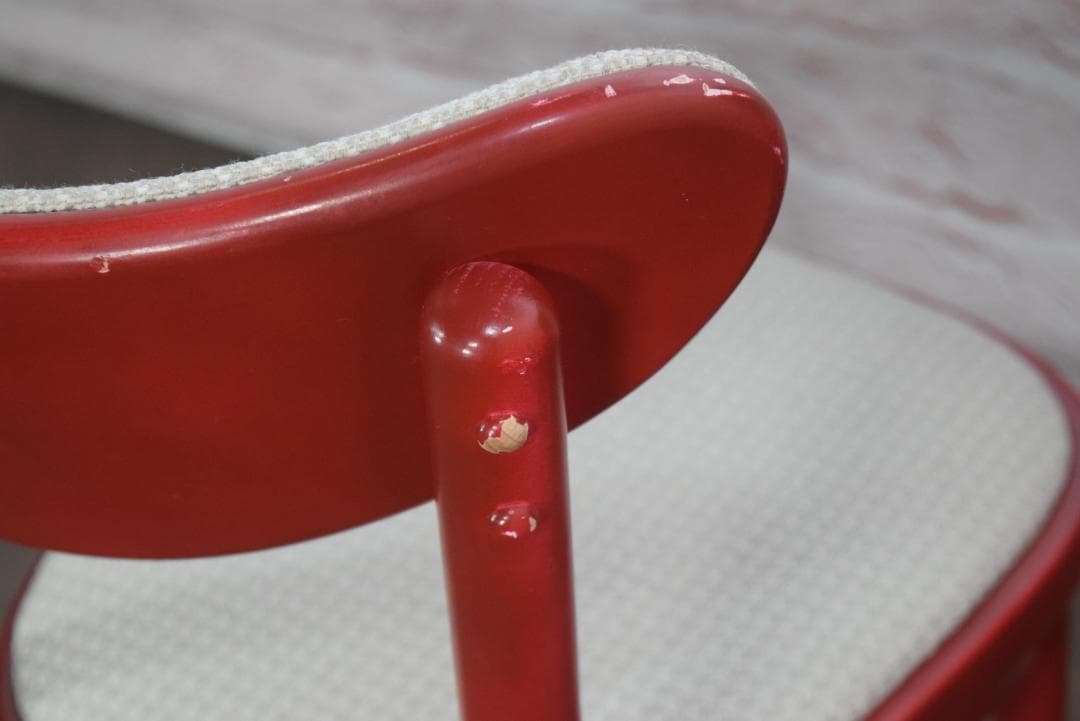 2脚　TON/トン バナナチェア ファブリック付き ダイニングチェア　レッド　B