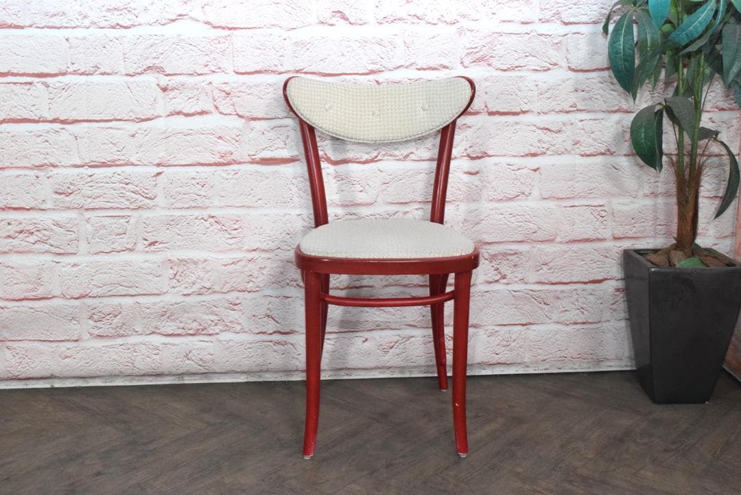 2脚　TON/トン バナナチェア ファブリック付き ダイニングチェア　レッド　B