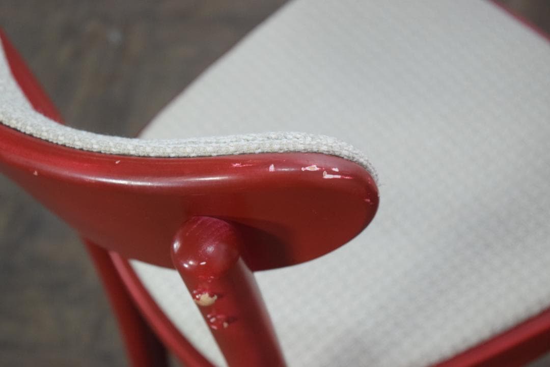 2脚　TON/トン バナナチェア ファブリック付き ダイニングチェア　レッド　B