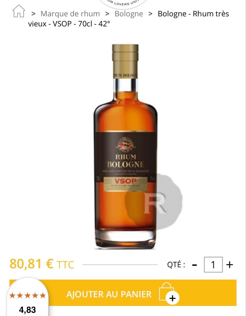 N*Y様 BOLOGNE - RHUM VSOP 700ml 42° ラム酒