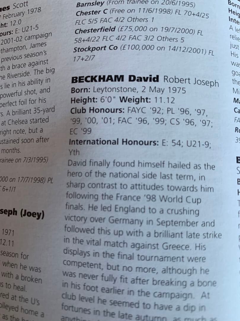 初版第一刷PFA(英国プロフットボール選手協会)発行 選手名鑑2002/2003